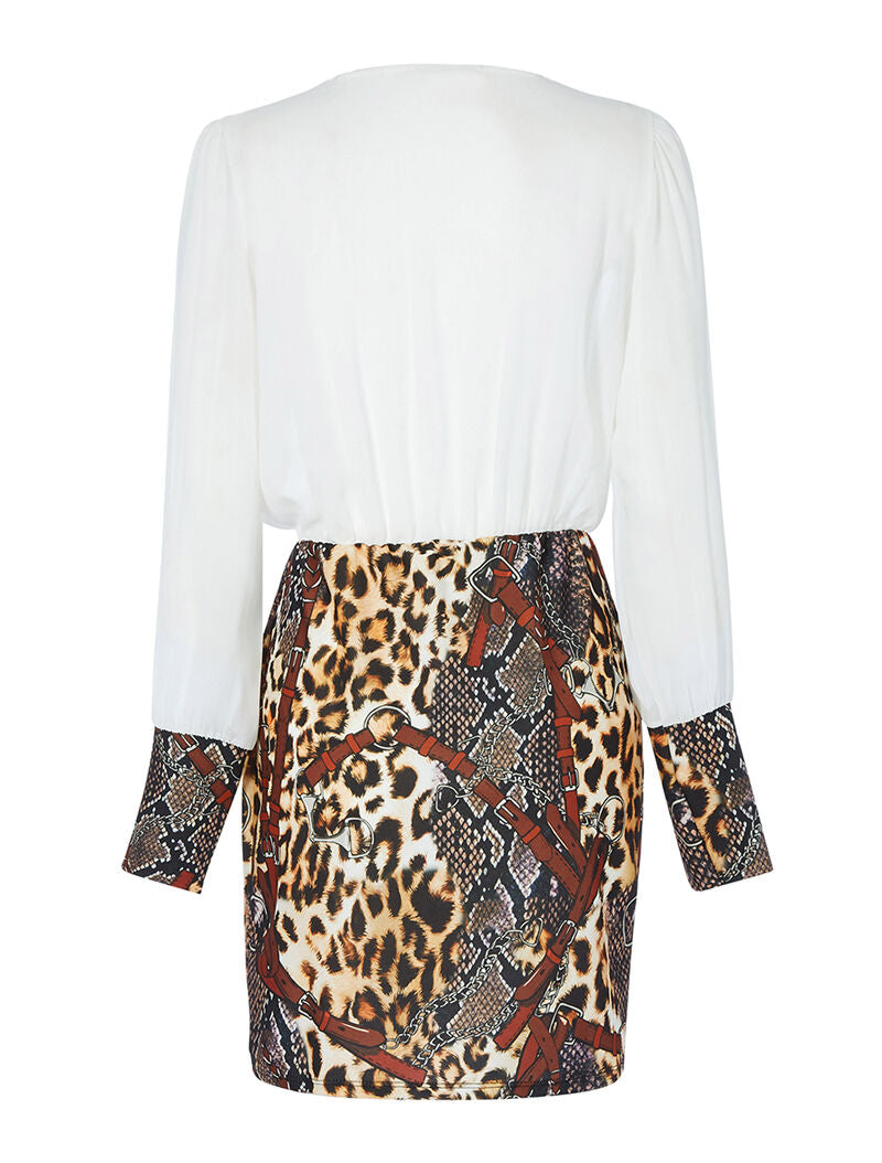 Robe bi matière col cache coeur - blanc - 2