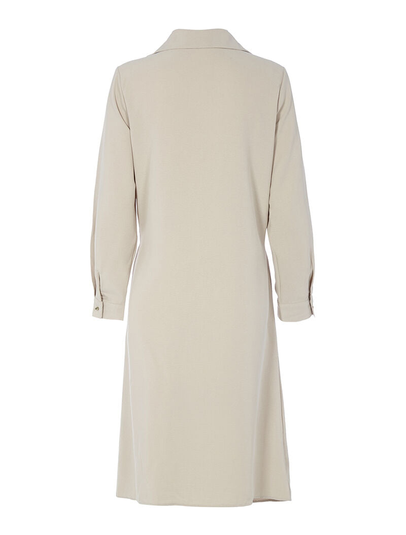 Robe longue à empiècement style chemise - beige - 2