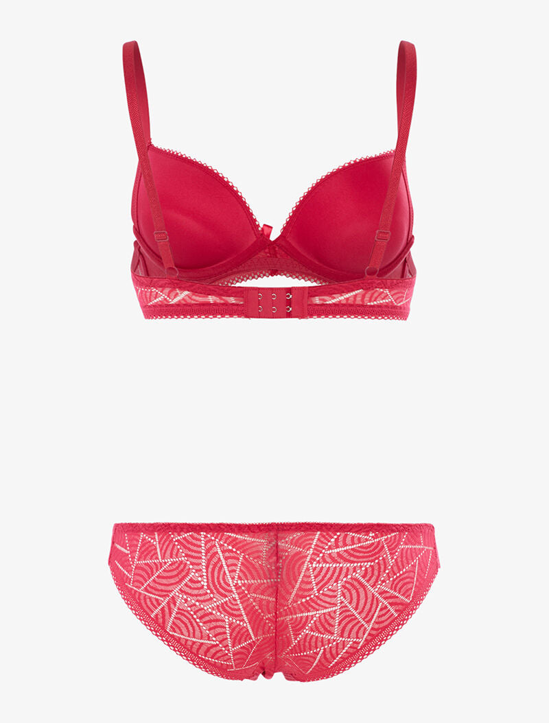 Ensemble SG et tanga en dentelle arrondie - fushia - 2