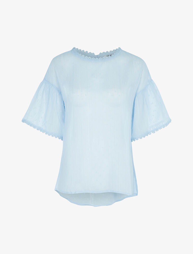 Blouse transparente à liserés argentés - bleu ciel - 1