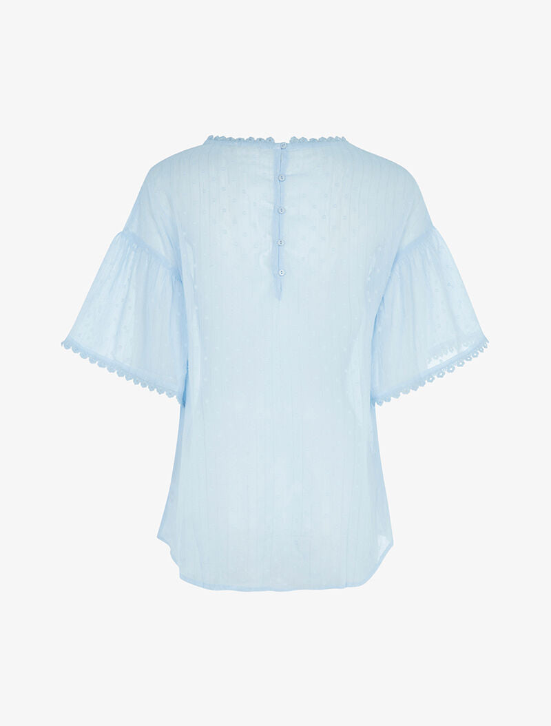 Blouse transparente à liserés argentés - bleu ciel - 2
