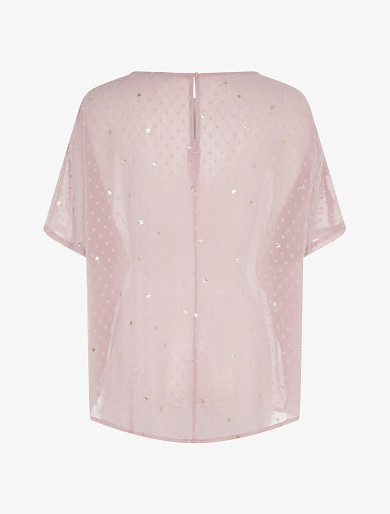 Blouse transparente à motifs étoilés - vieux rose - 2