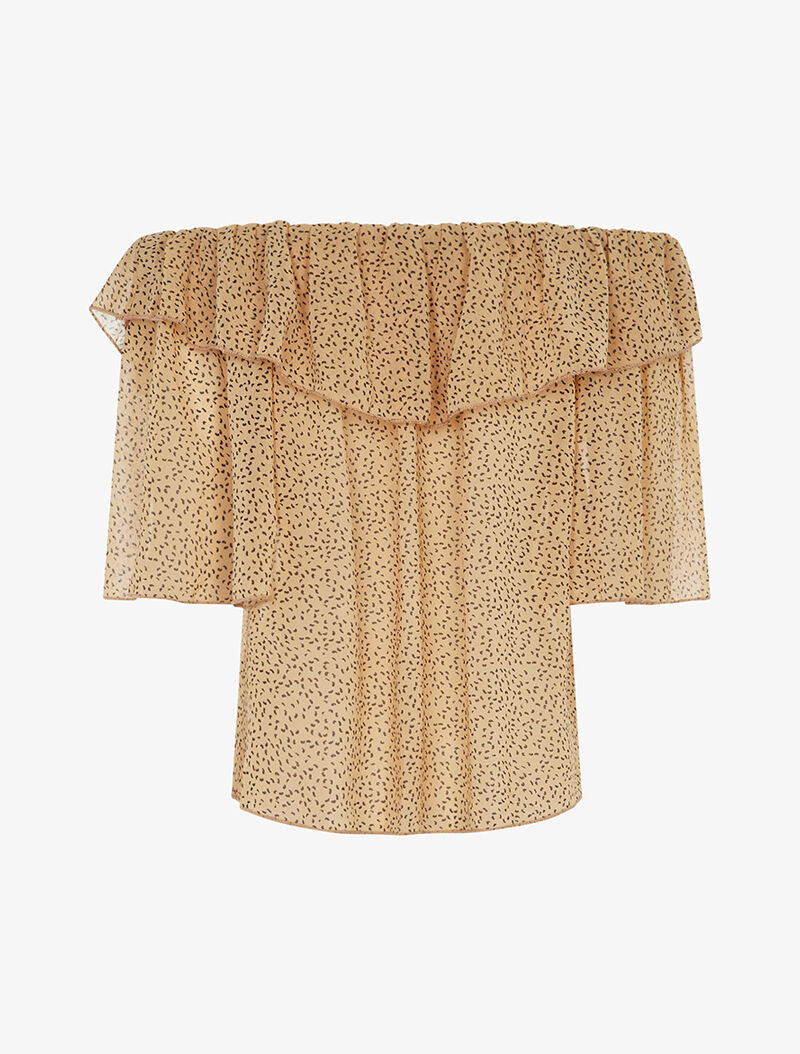 Blouse transparente mouchetée - pêche - 2