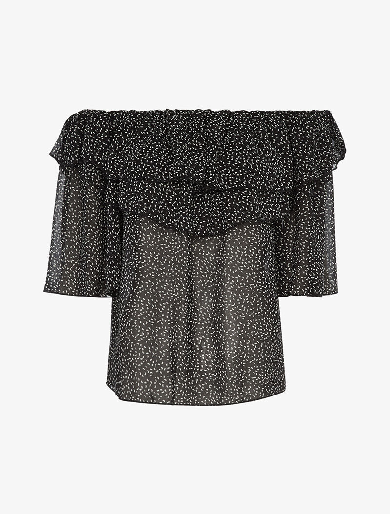 Blouse transparente mouchetée - noir - 3
