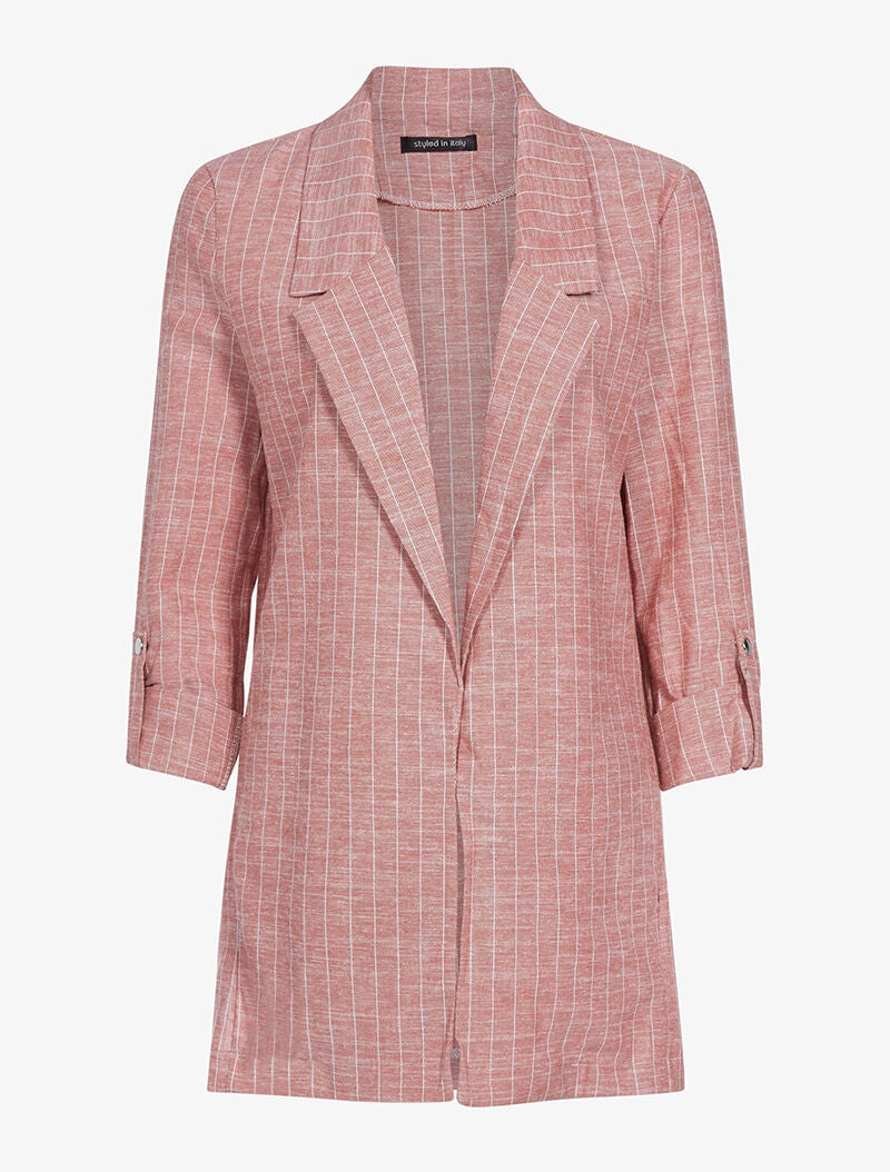 Blazer oversize en lin mélangé - rouge - 1