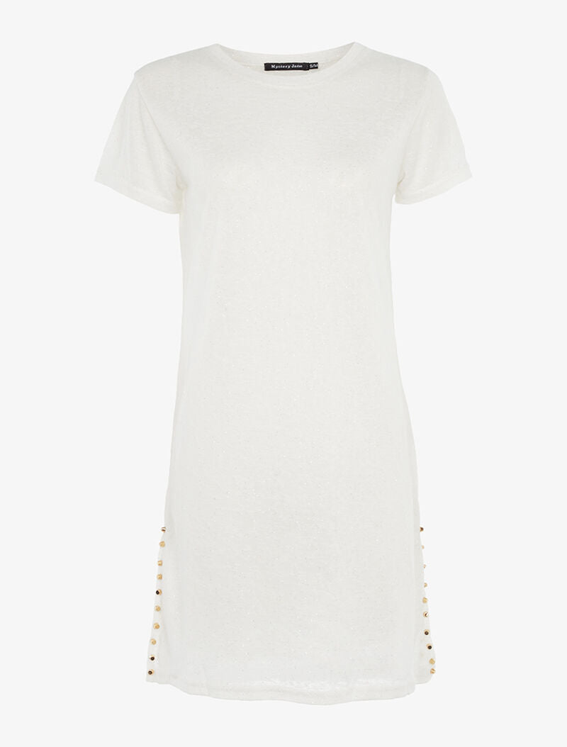 Robe transparente pailletée à bords cloutés - blanc - 3