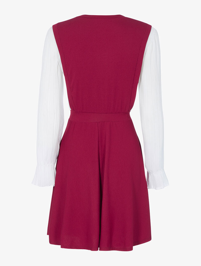 Robe patineuse effet de superposition - bordeaux - 2