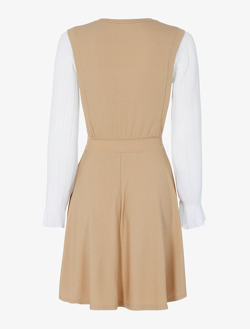 Robe patineuse effet de superposition - beige - 2