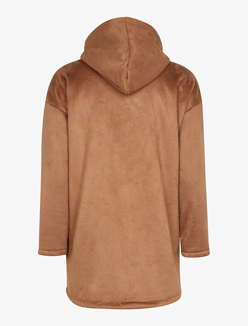 Manteau ample intérieur en maille bouclette - camel - 2