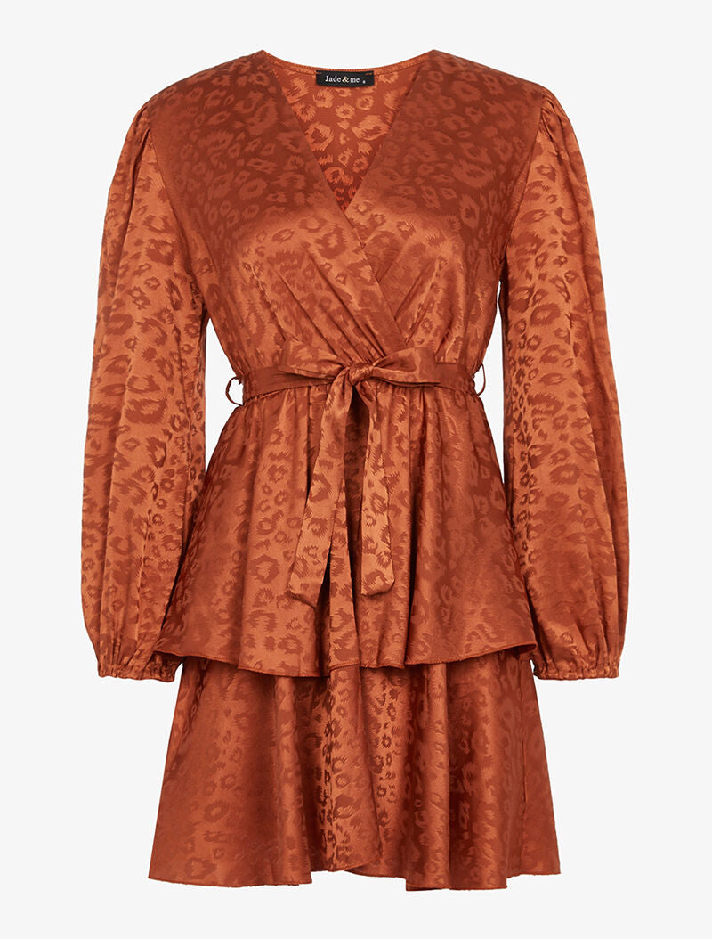 Tunique satinée volantée - orange - 1