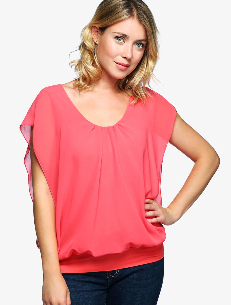 Top ample coupe boule - corail - 3