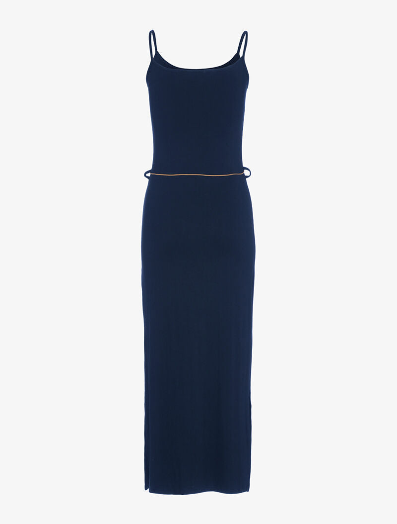 Robe longue à côtés fendus - marine - 2