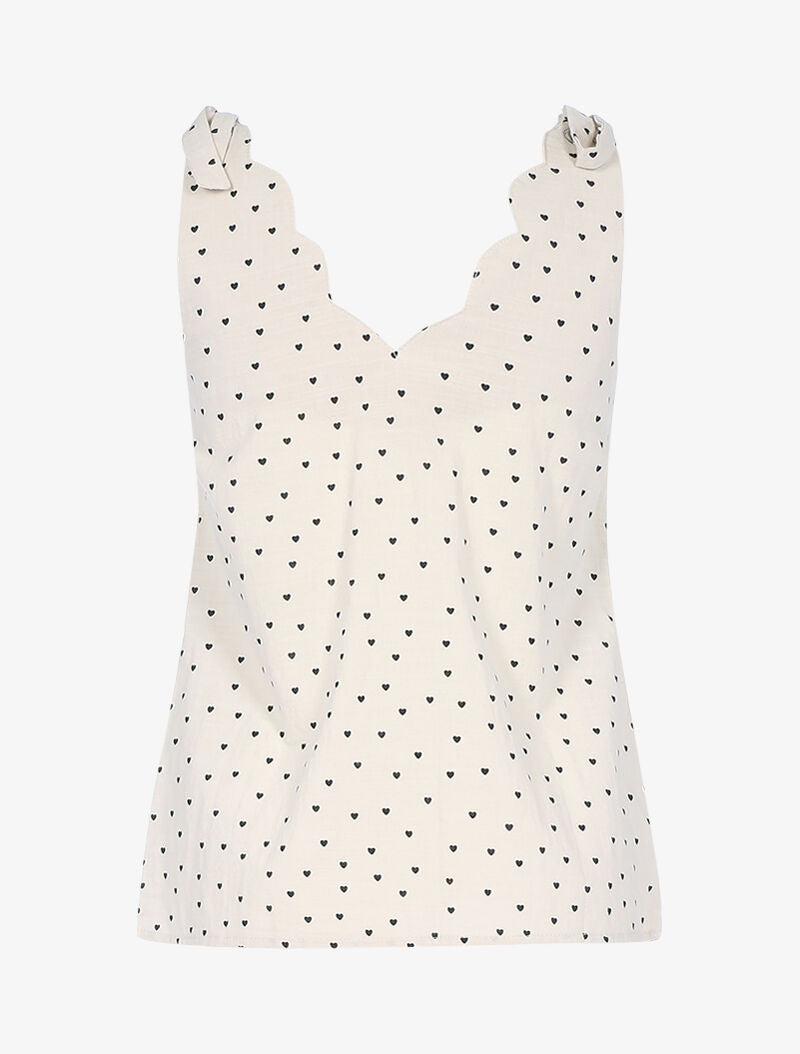 Top à imprimé petits coeurs - beige - 2