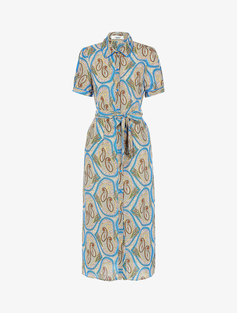 Robe longue à imprimé cachemire - bleu - 1