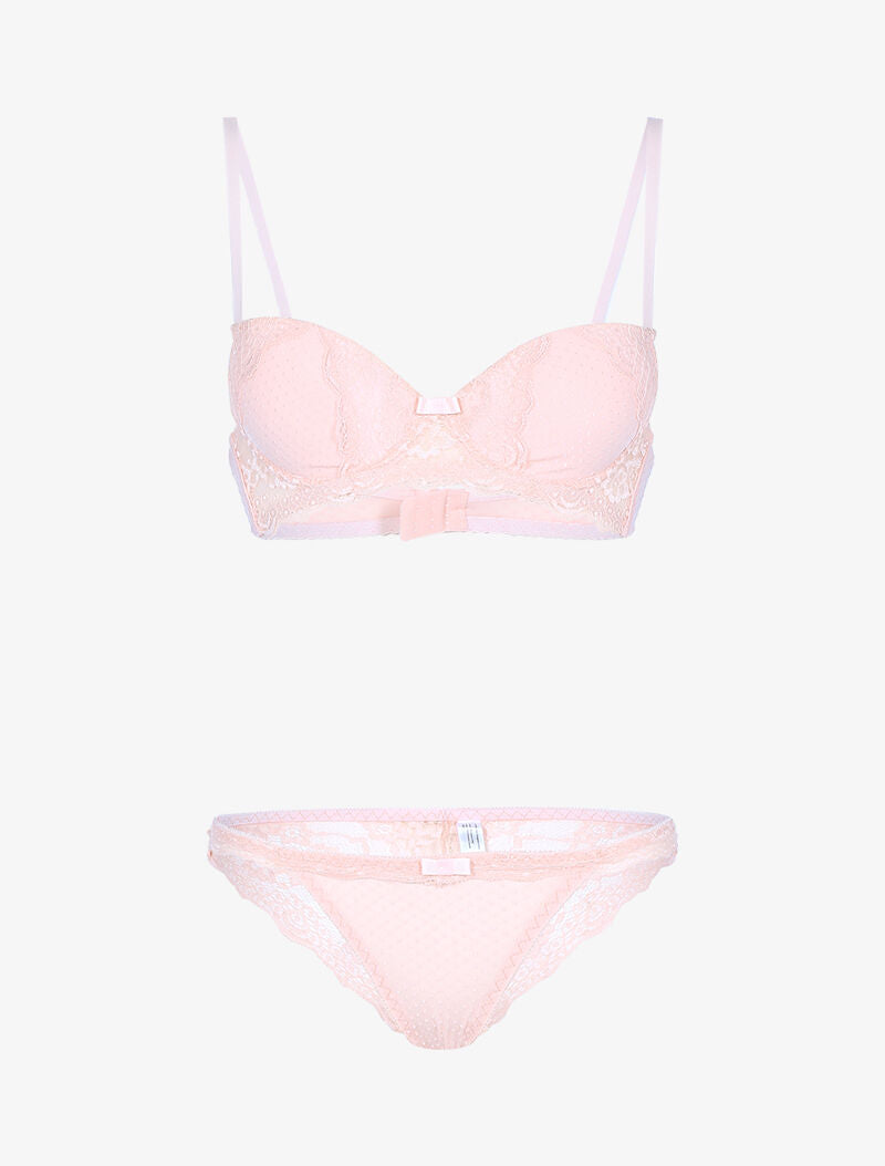 Ensemble bi matière - rose - 1