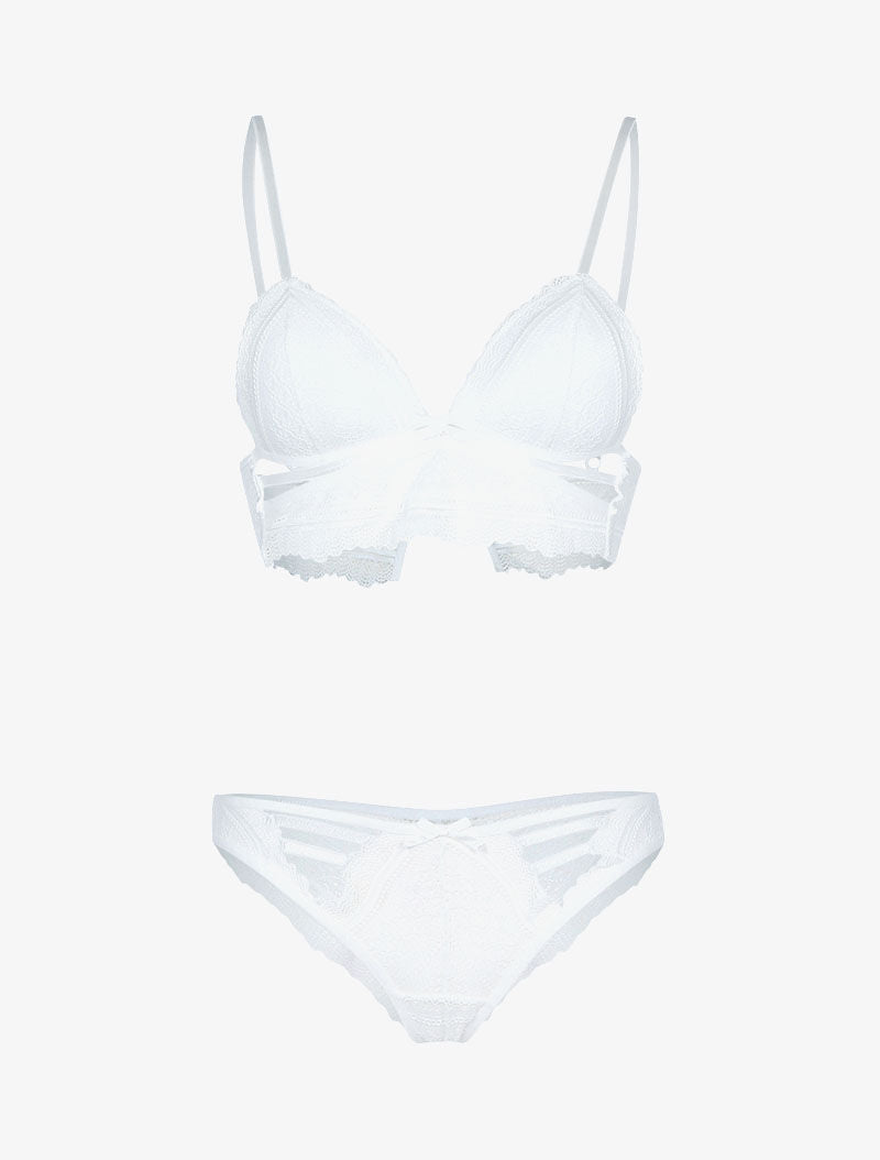 Ensemble bustier à lanières et broderies - ecru - 1