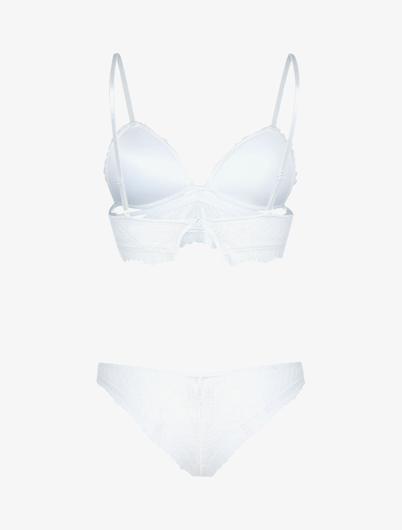 Ensemble bustier à lanières et broderies - ecru - 2