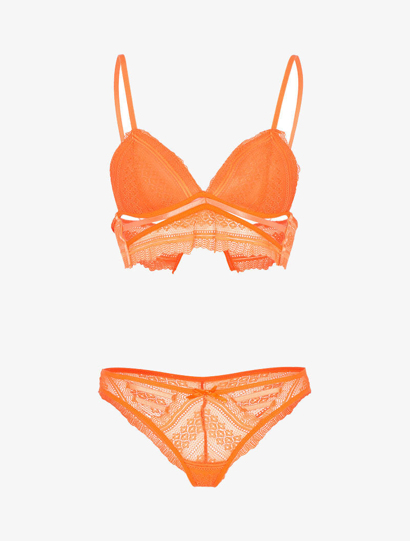 Ensemble bustier à lanières et broderies - orange - 3