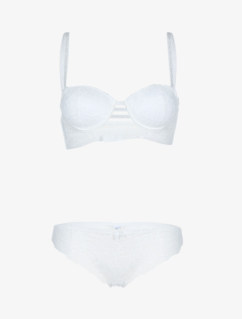 Ensemble bustier en dentelle festonnée et lanières - ecru - 3