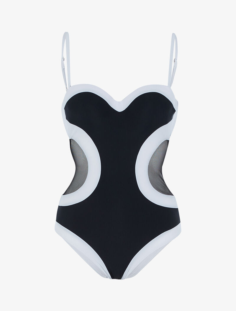 Trikini color block - noir/blanc - 1