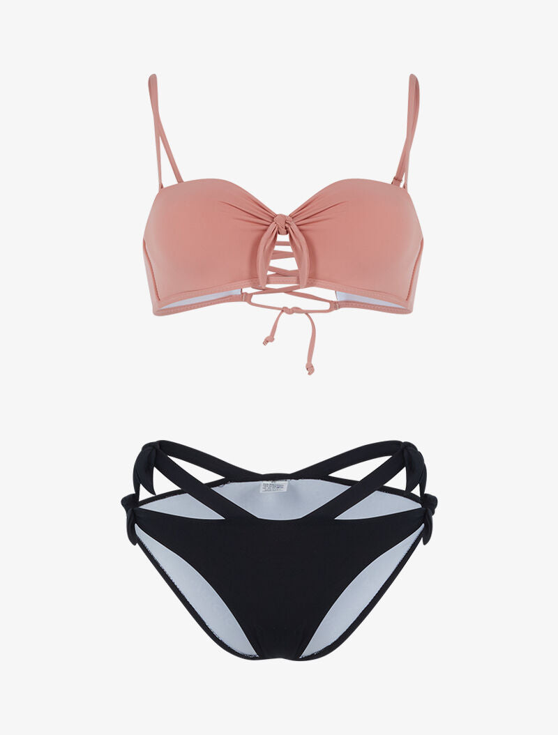 Bikini style dépareillé - rose/noir - 3