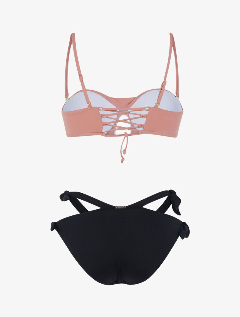 Bikini style dépareillé - rose/noir - 2