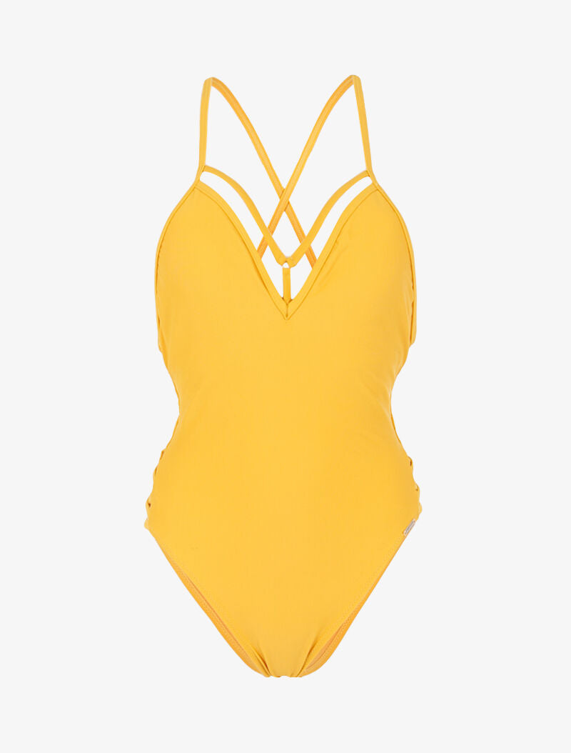 Monokini à lanières croisées - jaune - 1