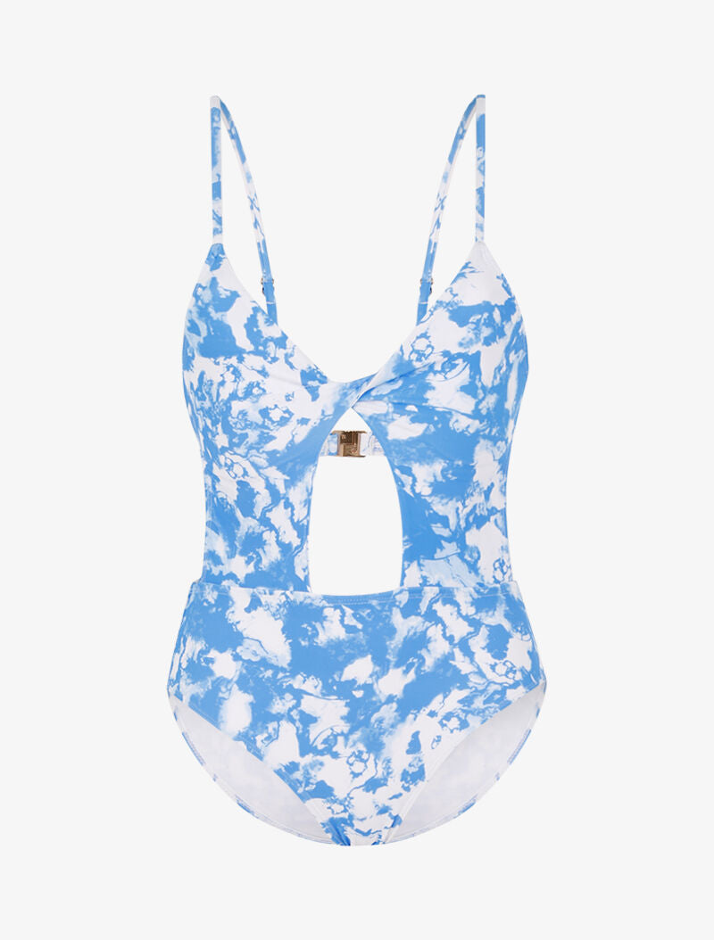 Trikini à imprimé délavé - bleu/blanc - 1
