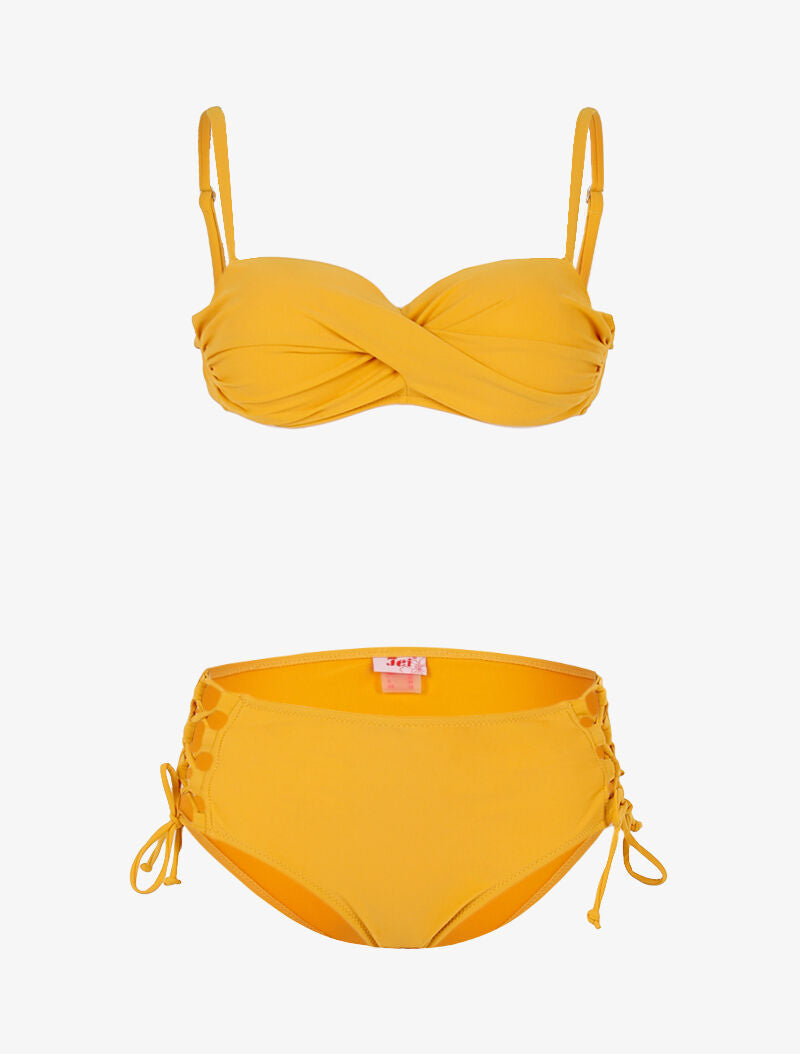 Bikini à culotte lacée - jaune - 1