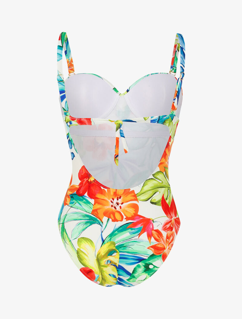 Monokini à imprimé tropical - ecru - 2