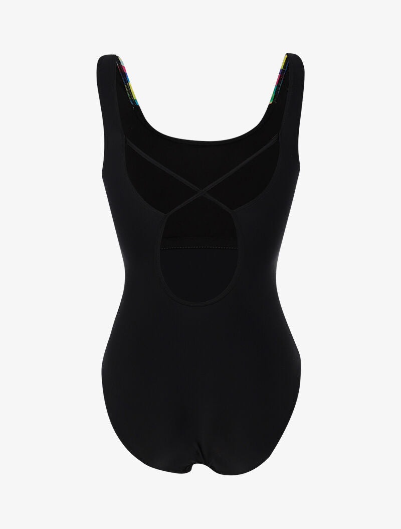 Monokini à découpes colorées - noir - 2
