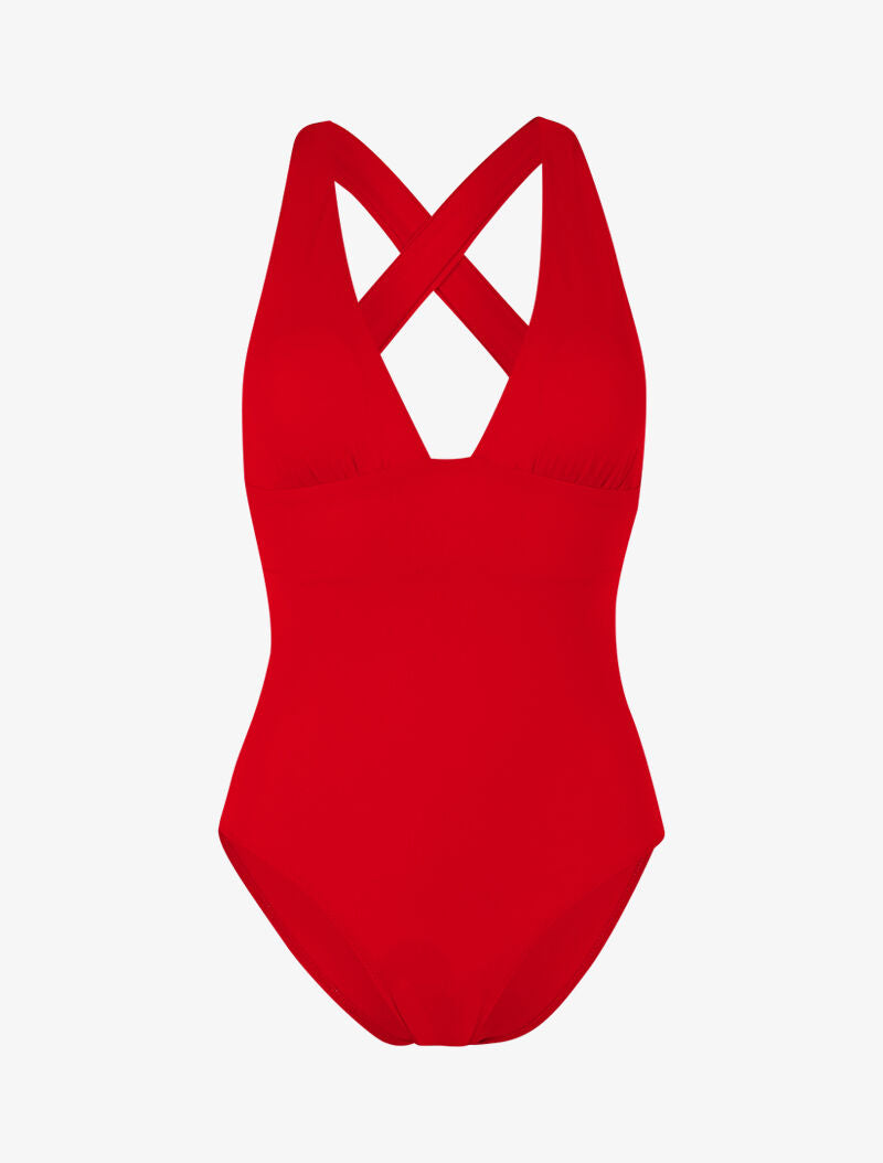 Monokini à décolleté profond - rouge - 3