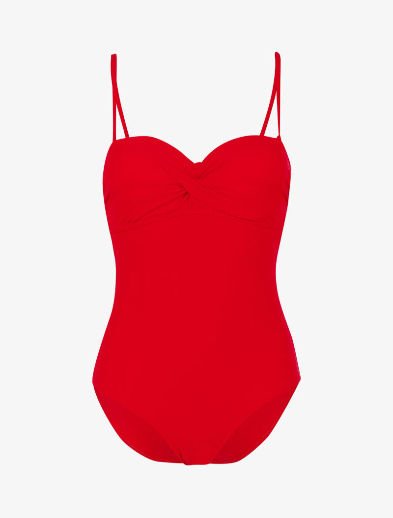 Monokini à bustier coqué - rouge - 3