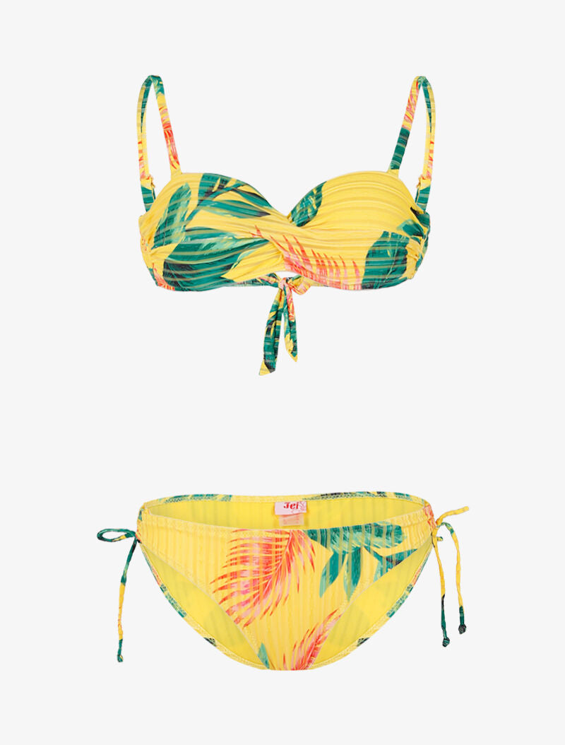 Bikini texturé à imprimé tropical - jaune - 1