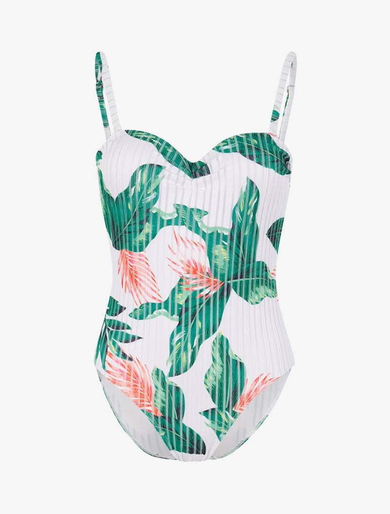 Monokini texturé à imprimé tropical - blanc - 3