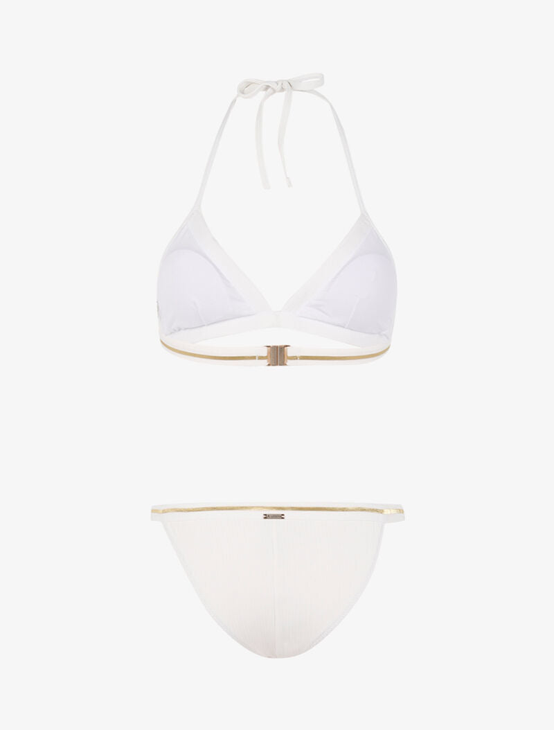 Bikini côtelé à liserés dorés - écru/or - 2
