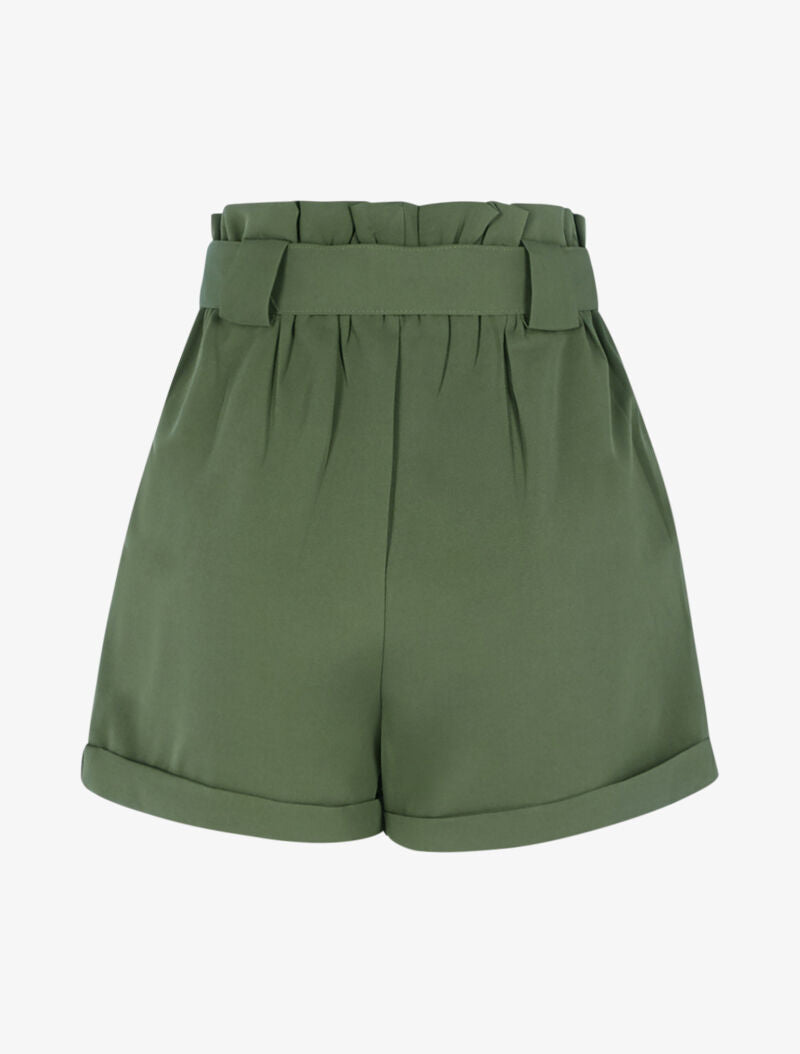 Short taille haute paper bag - kaki - 2