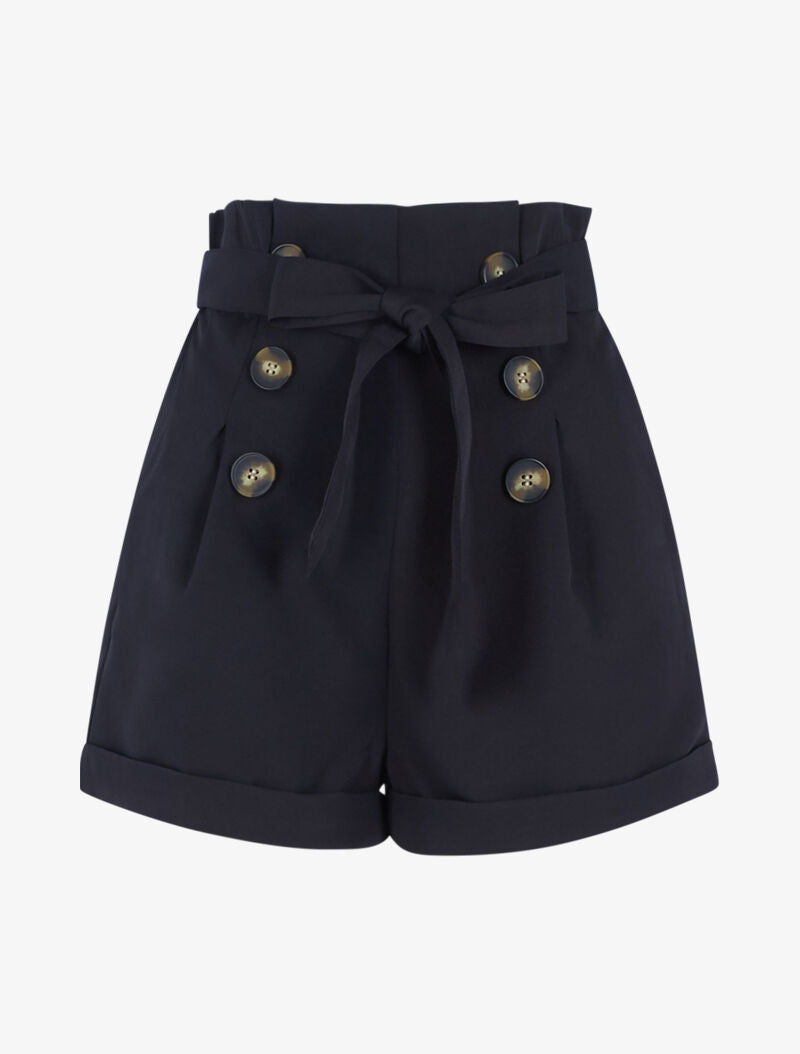 Short taille haute paper bag - noir - 3