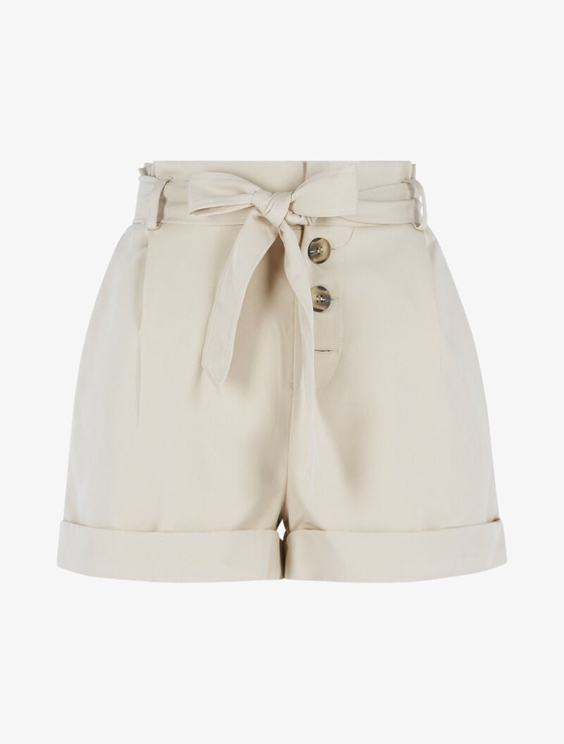 Short taille haute à ourlets - beige - 3