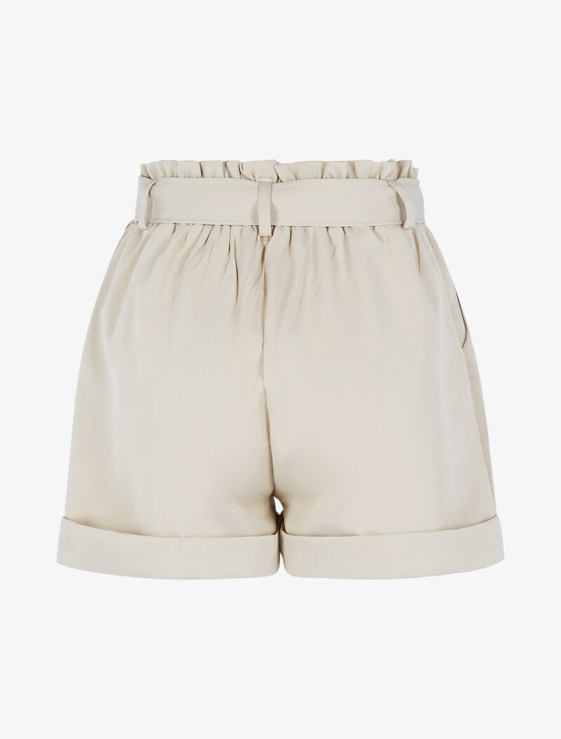 Short taille haute à ourlets - beige - 4