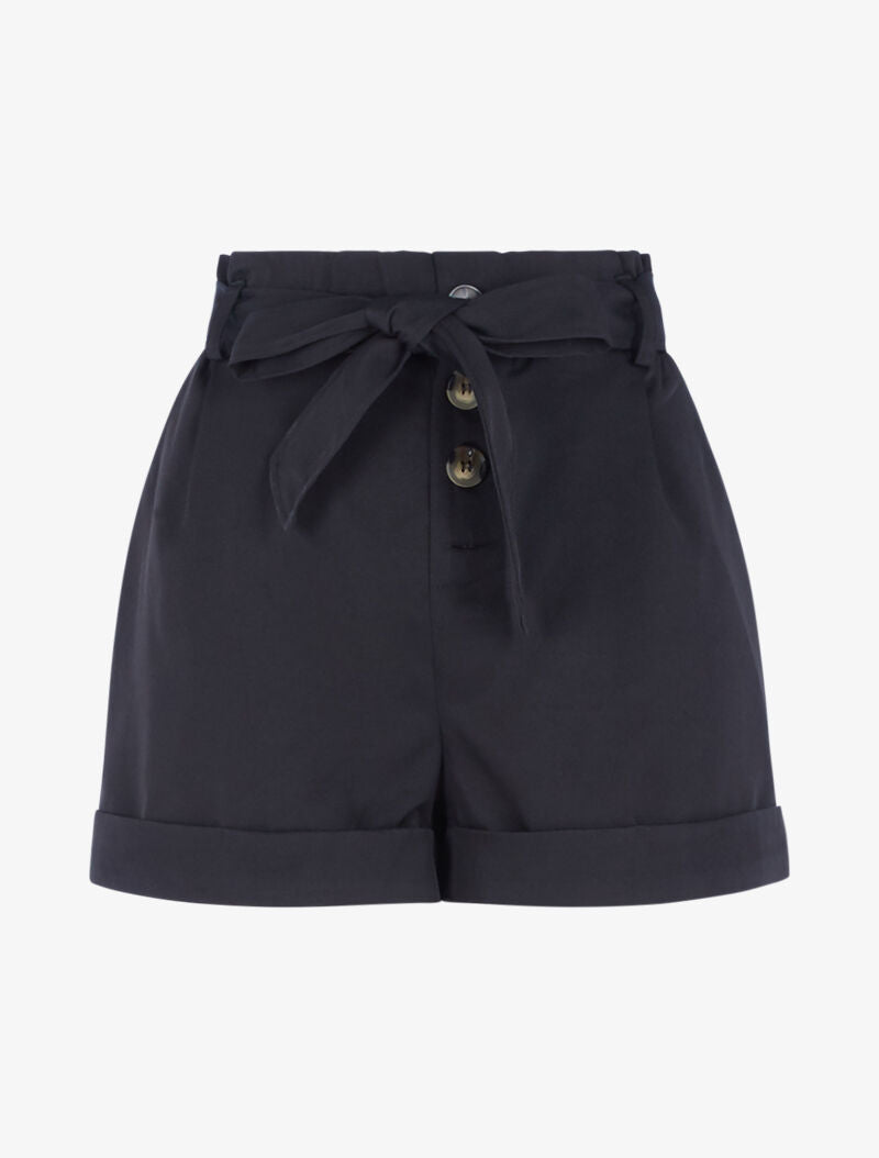 Short taille haute à ourlets - noir - 1