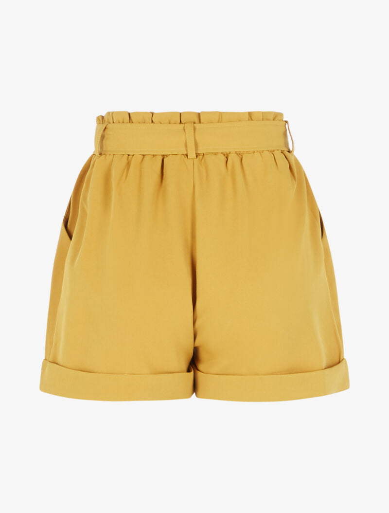 Short taille haute à ourlets - moutarde - 4
