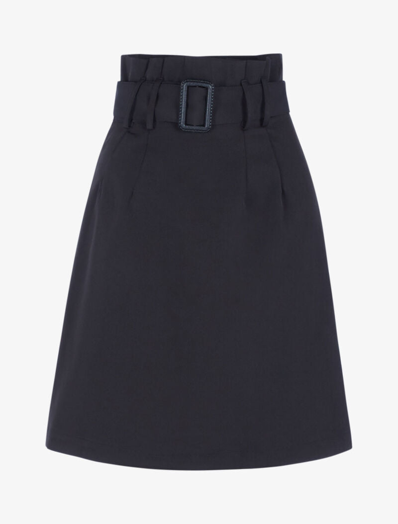 Jupe unie coupe trapèze taille haute - noir - 1
