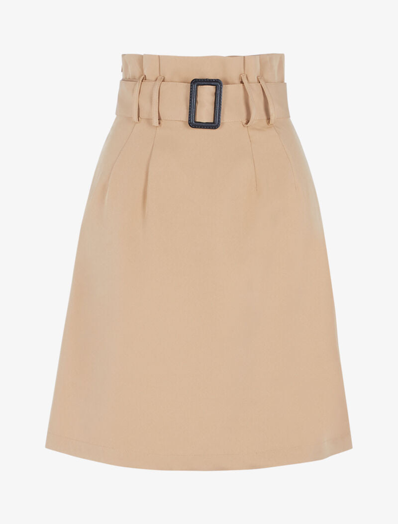 Jupe unie coupe trapèze taille haute - beige foncé - 1