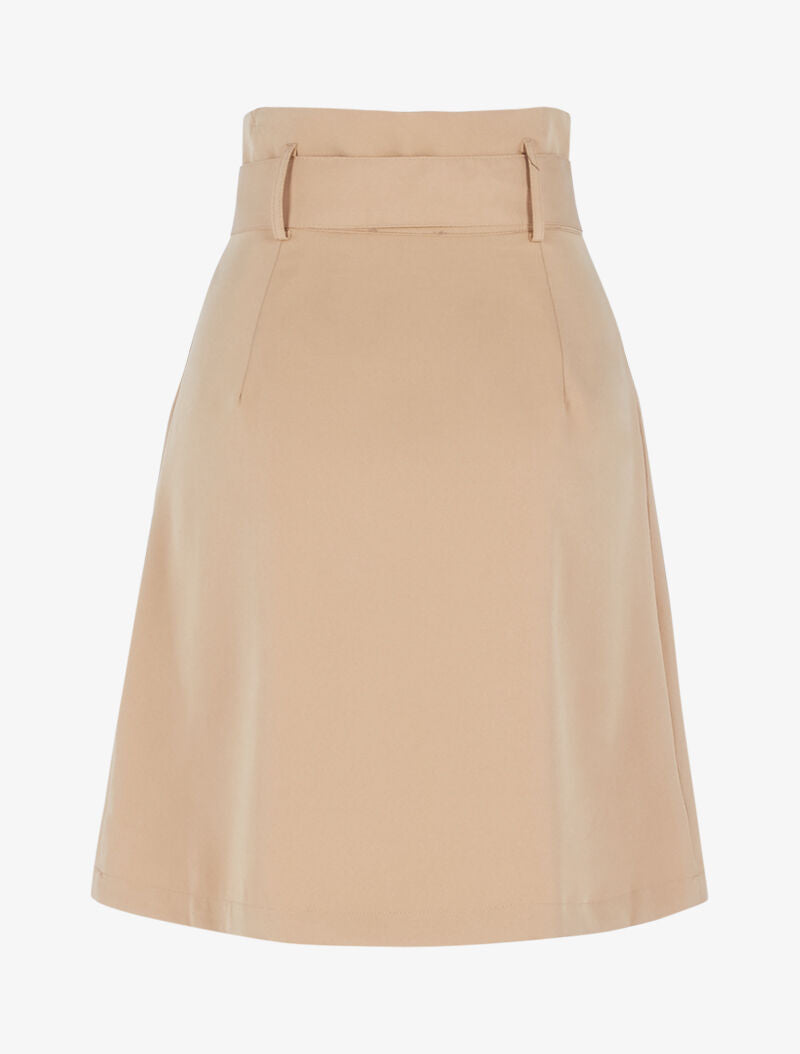 Jupe unie coupe trapèze taille haute - beige foncé - 2