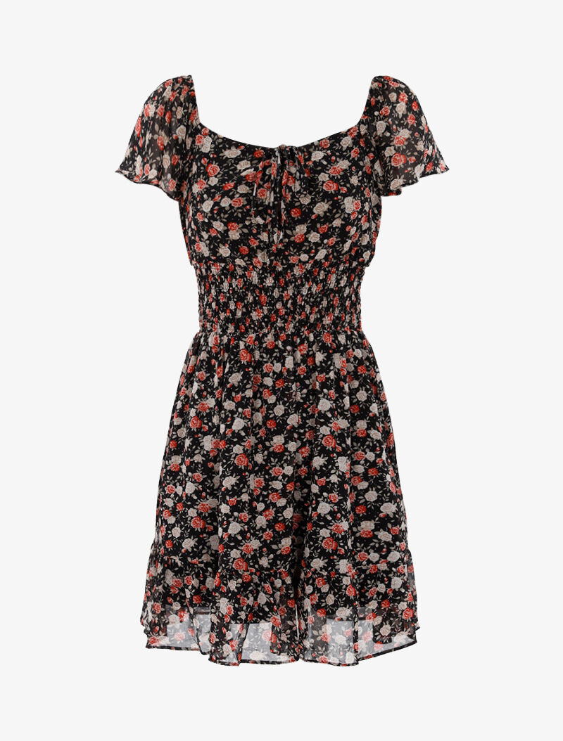 Robe patineuse fleurie - noir - 3