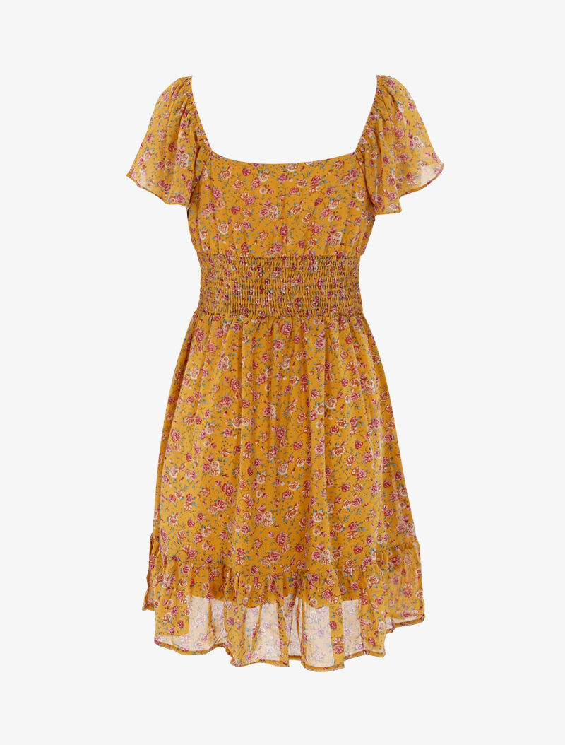 Robe patineuse fleurie - jaune - 2