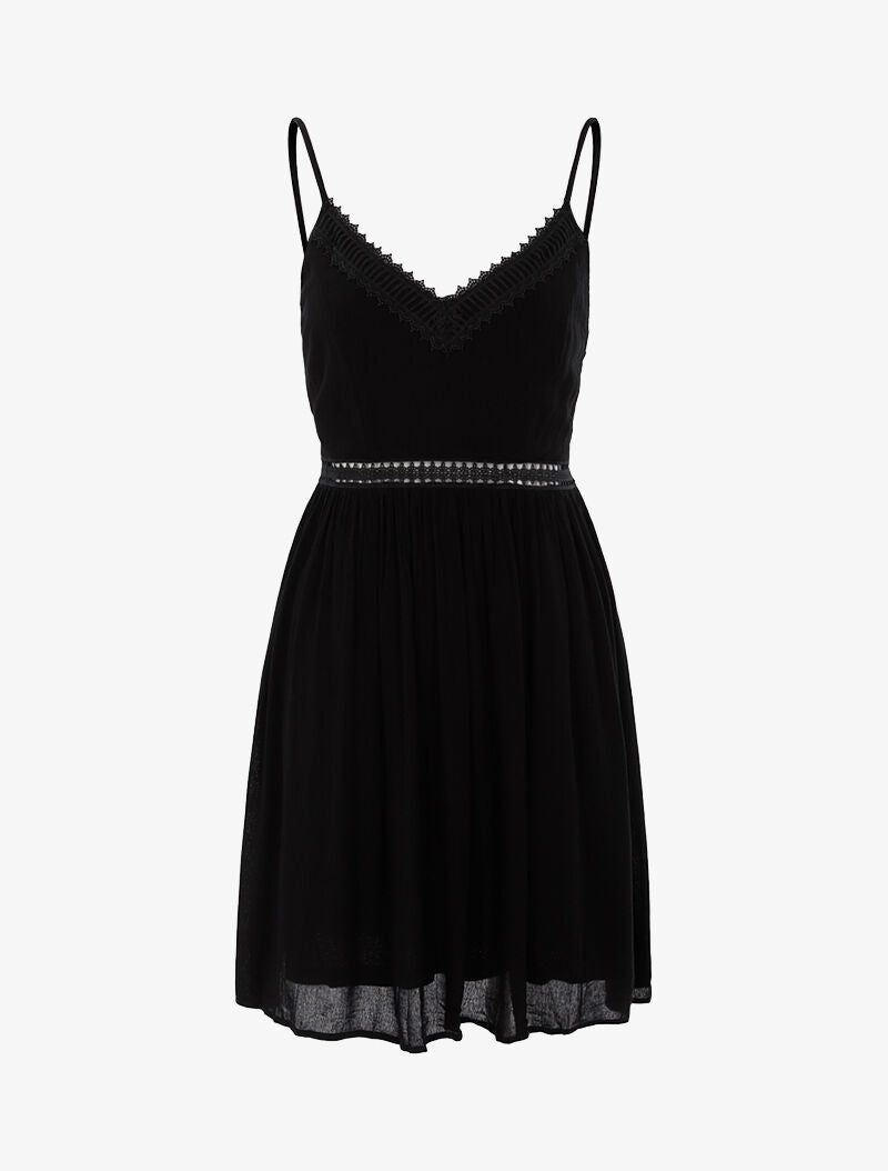 Robe à détails crochet - noir - 1