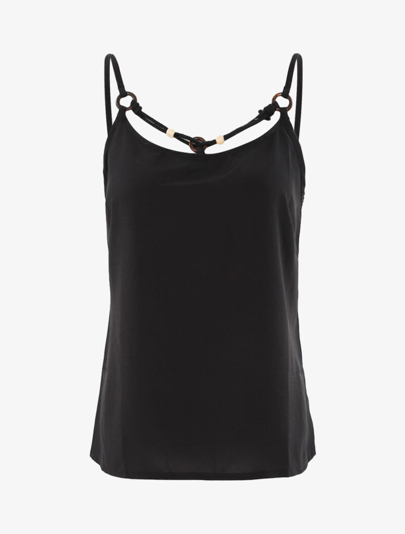 Top à encolure style cordon stylisé - noir - 1