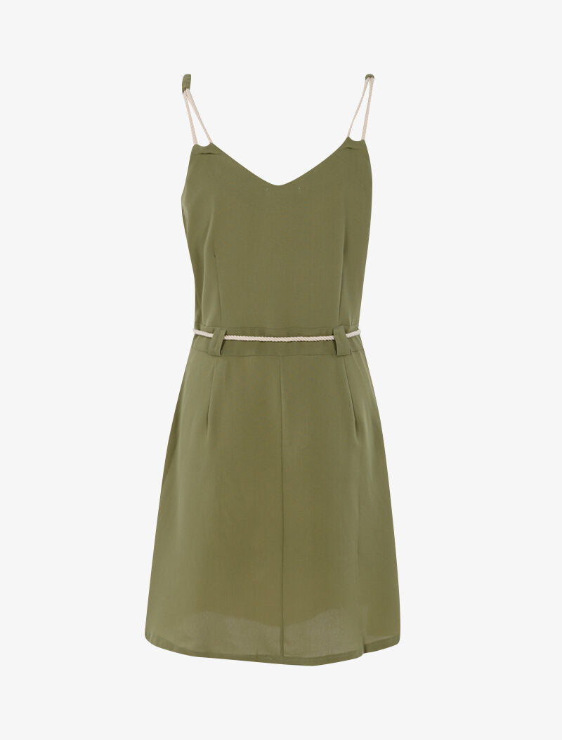 Robe à bretelles style cordes - kaki - 2